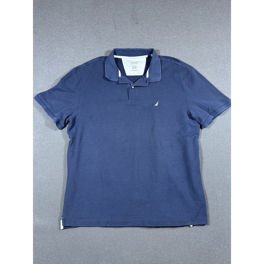 Men's Nautica Performance Deck Classic Fit Navy Blue Polo XXL